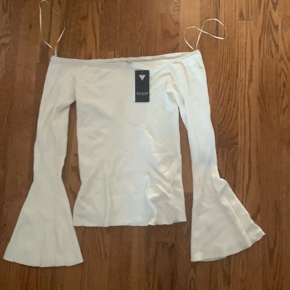 Guess off Shoulder Ribbed Sweater/shirt - Picture 1 of 3